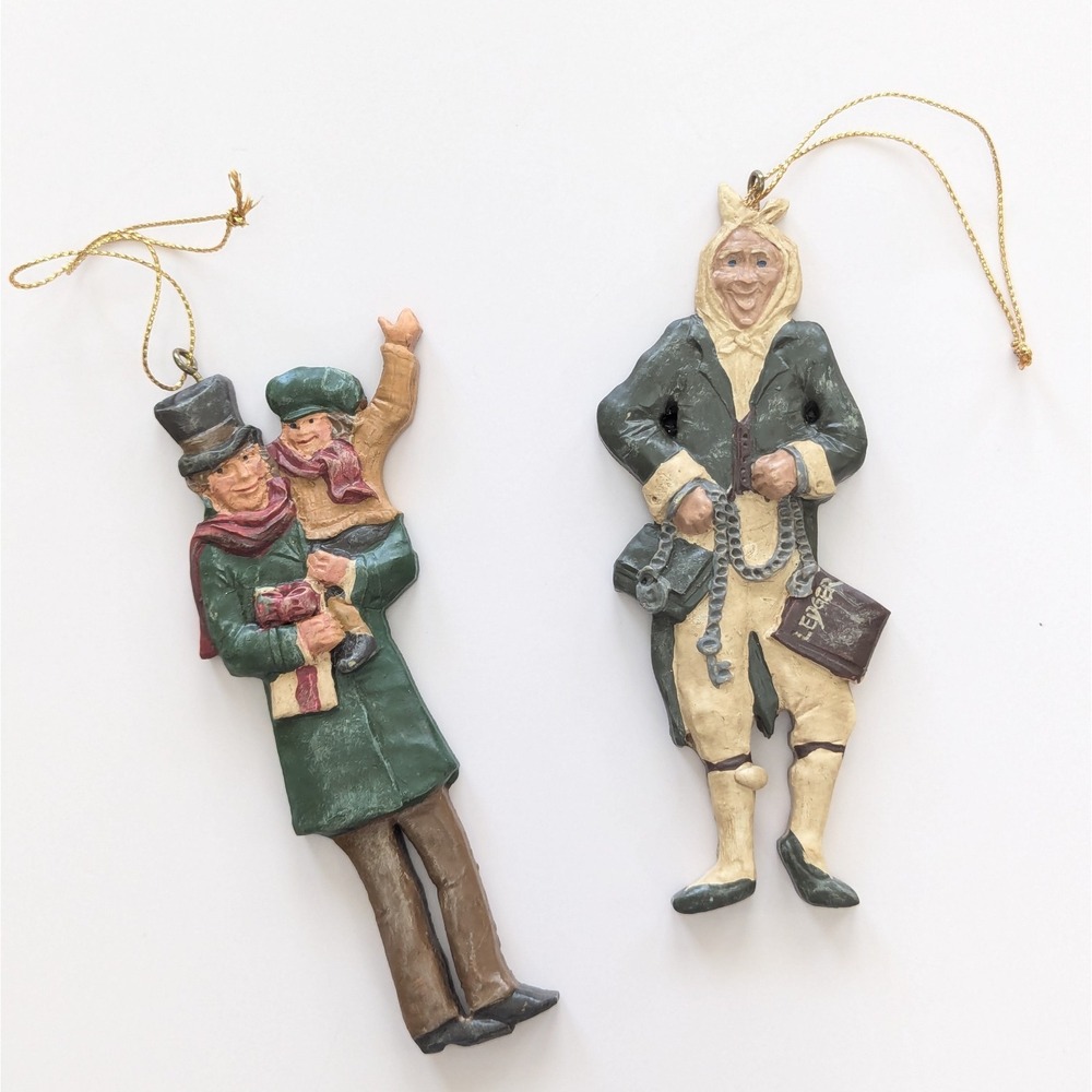 Kurt Adler Christmas Carol Bob Crachit & Tiny Tim & Marley Ghost Ornament Set